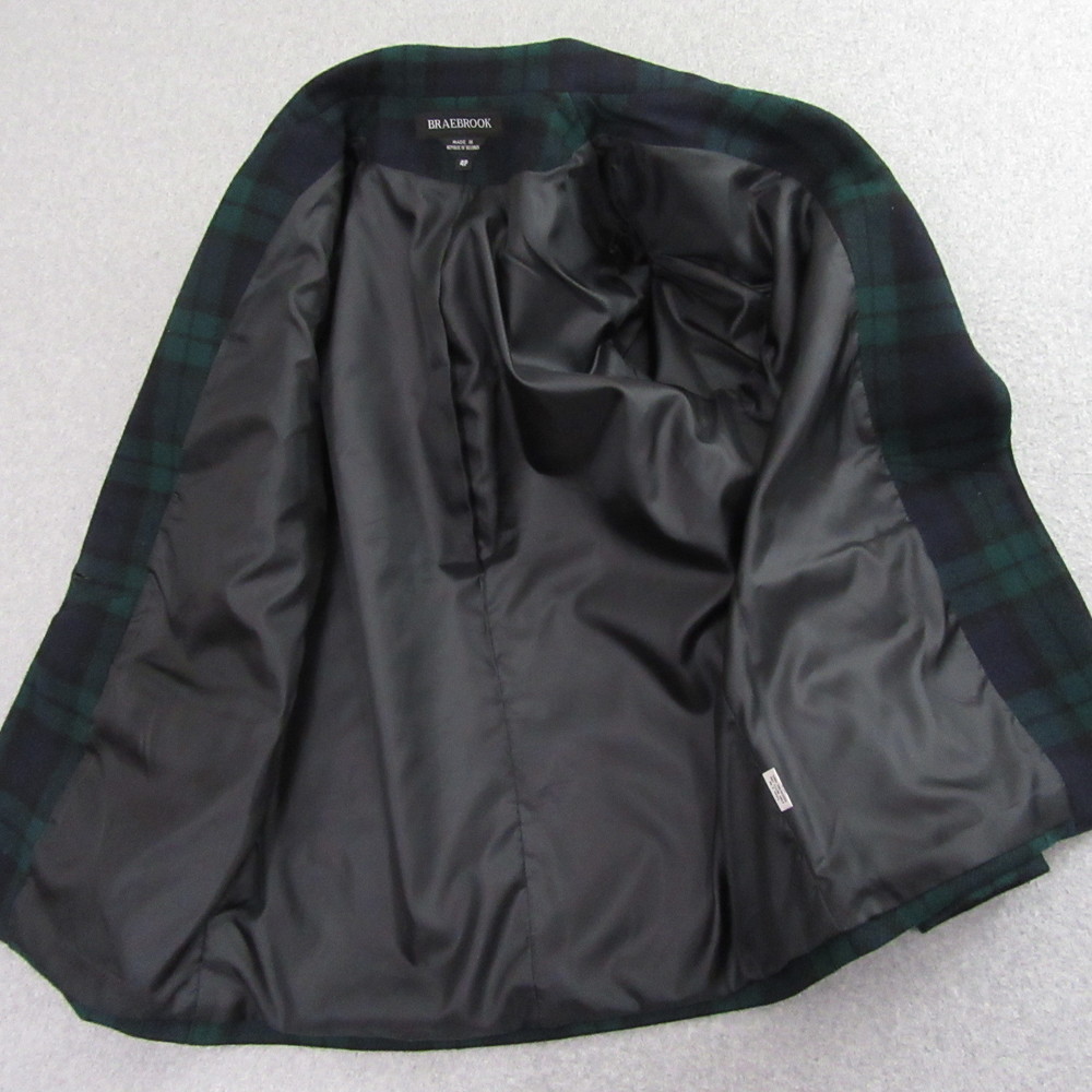 Braebrook Womens Blazer Jacket 4P Petite Green Blue Tweed‎ Vintage Plaid - Picture 5 of 14